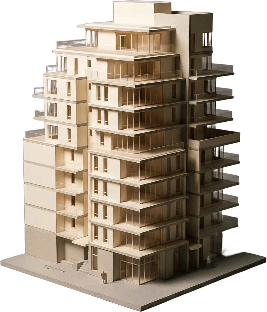 Architekturmodell eines mehrgeschossigen Gebäudes